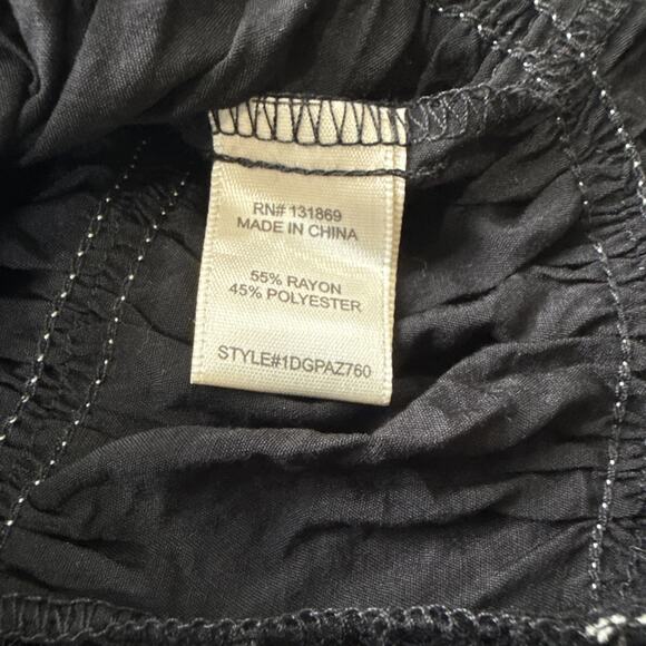 Thirty Thirty LA Crop Top Ruffle‎ Bow Ties Black Cream Coquette Y2K Women's M - Picture 9 of 12